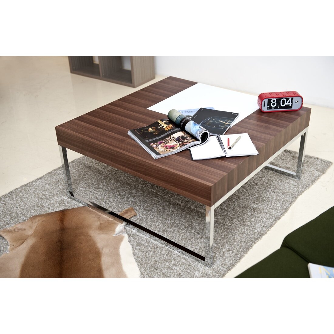Wood chrome coffee table