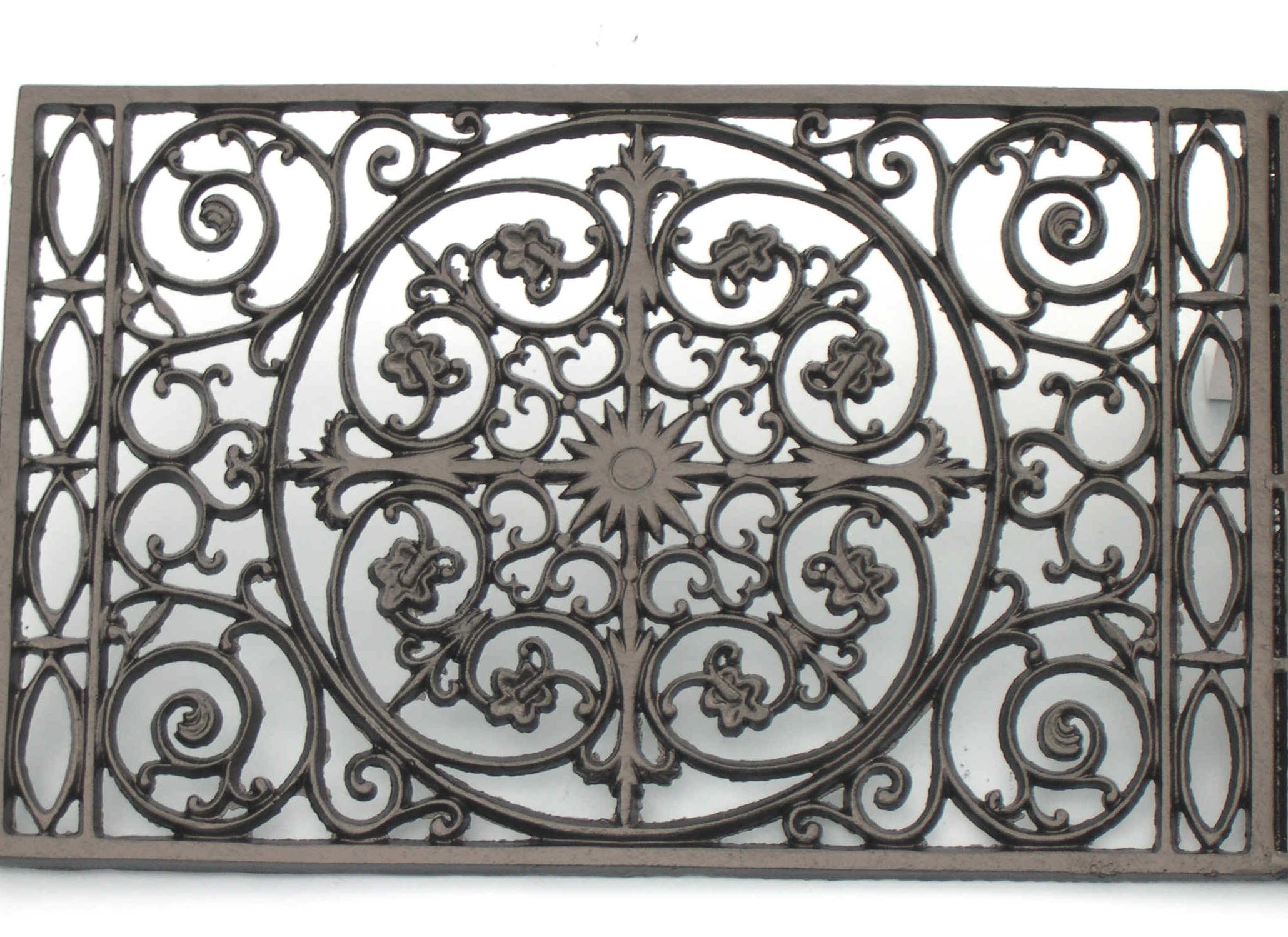 Floral Wrought Iron Heavy Duty Welcome Outdoor Rubber Door Mat 18 x 30 Inches 