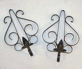 1960s wrought iron candle sconces pair