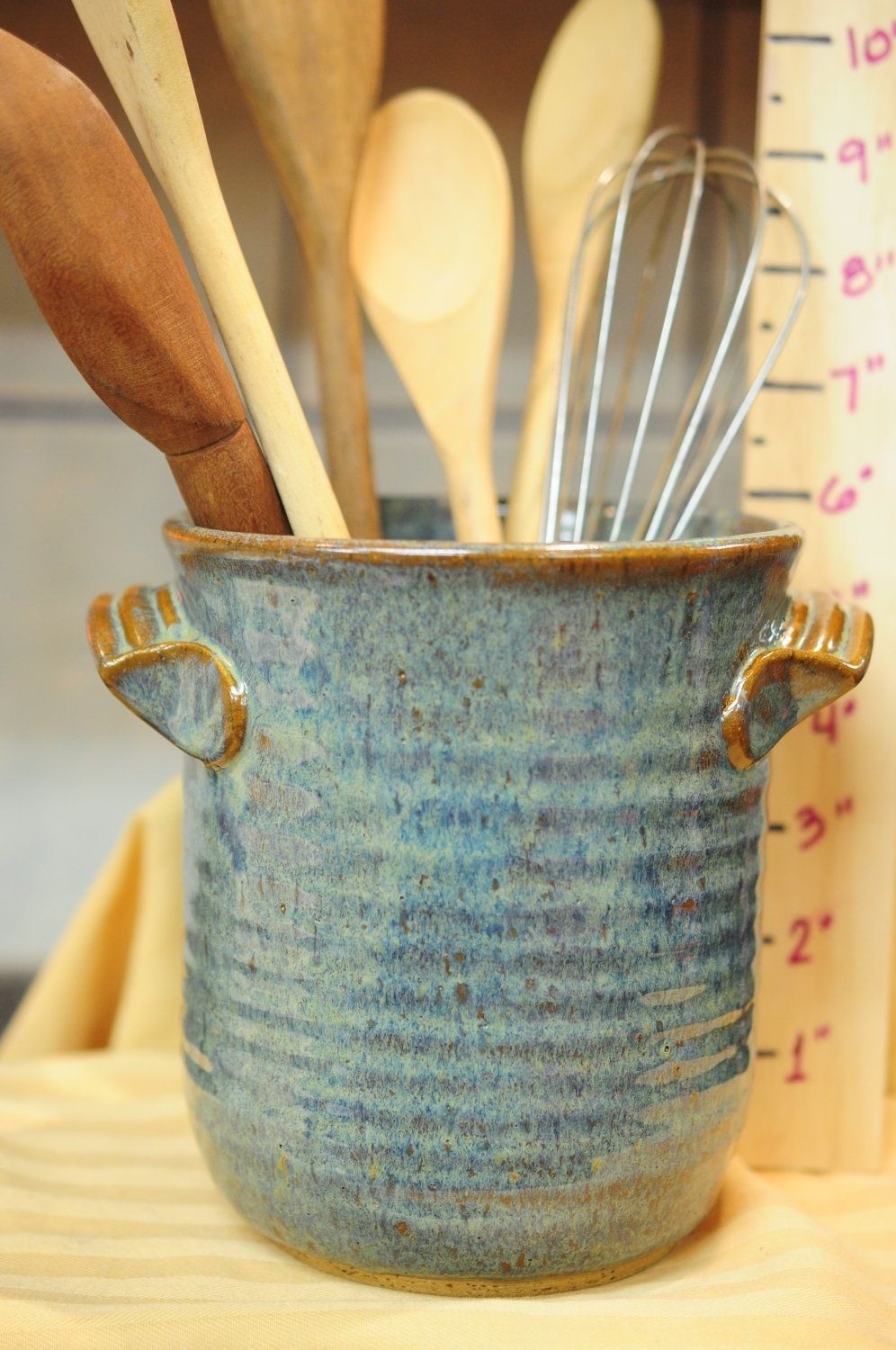 Pottery Utensil Holder Hand Thrown Pottery Utensil Holder Kitchen Stoneware  Pottery