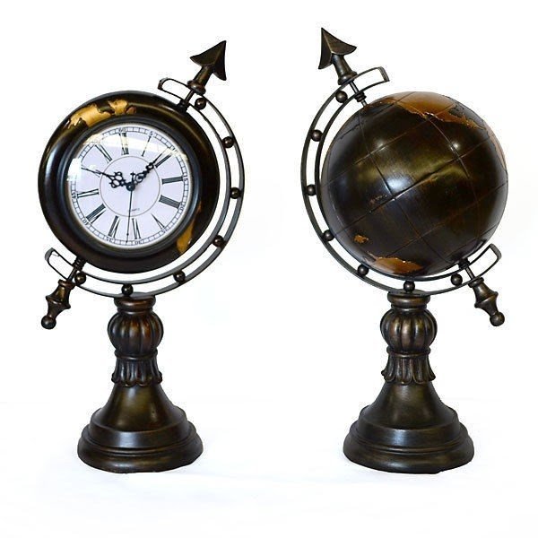 Adorable desk decor globe clock set of two contemporary
