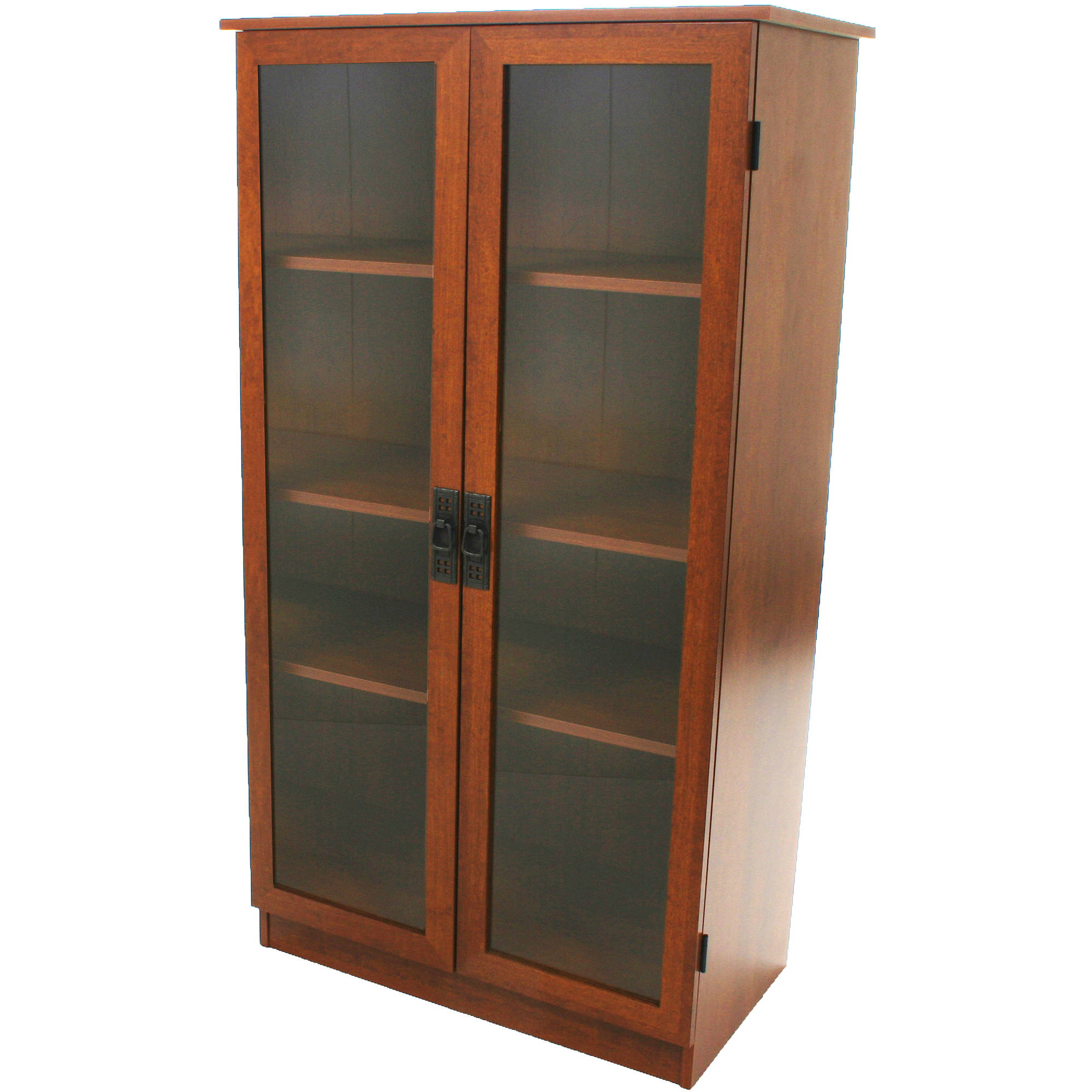 Ameriwood Industries Carina 53 H Four Shelf Bookcase With Glass Doors In Inspired Cherry