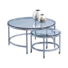 Home Decorators Collection Cheval 2 Piece 30 In Gold Glass Medium Round Glass Coffee Table Set With Nesting Tables Dc19 6641 The Home Depot