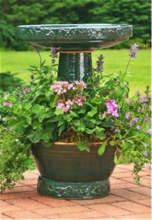 Bird bath from recycled materials