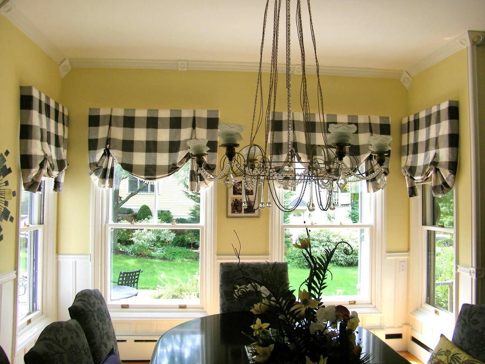 Plaid Window Kitchen Curtain Privacy Sheer Valance 