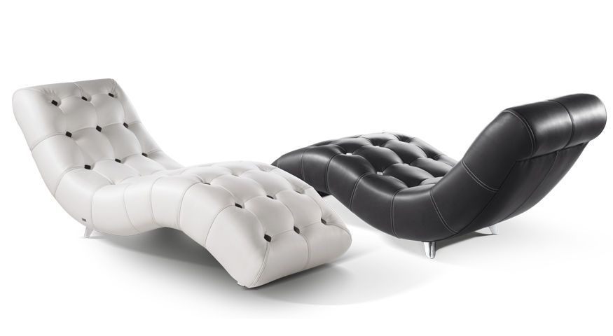 Black leather chaise lounge chair