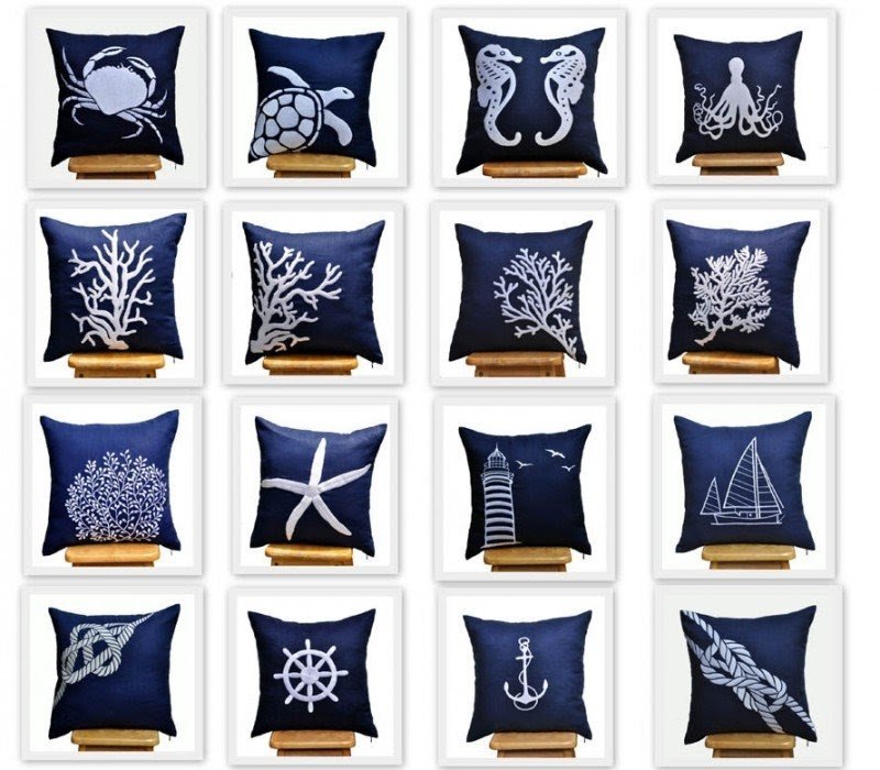 Blue sailing pillow covers 18 x 18 throw