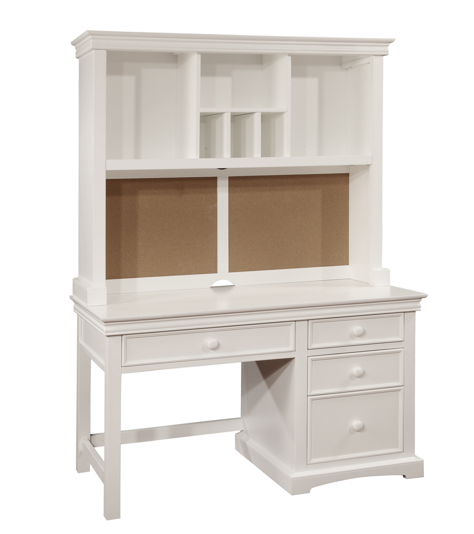 Bolton Furniture 865055500 Cambridge Pedestal Desk with Hutch Set, White