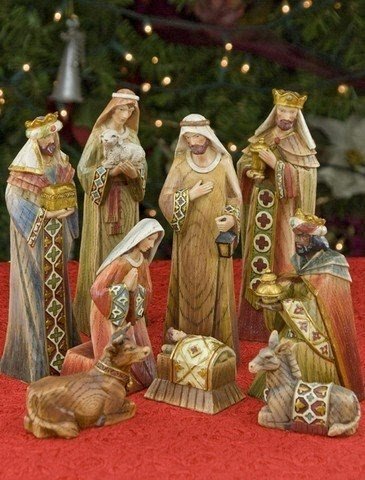 Carved nativity set