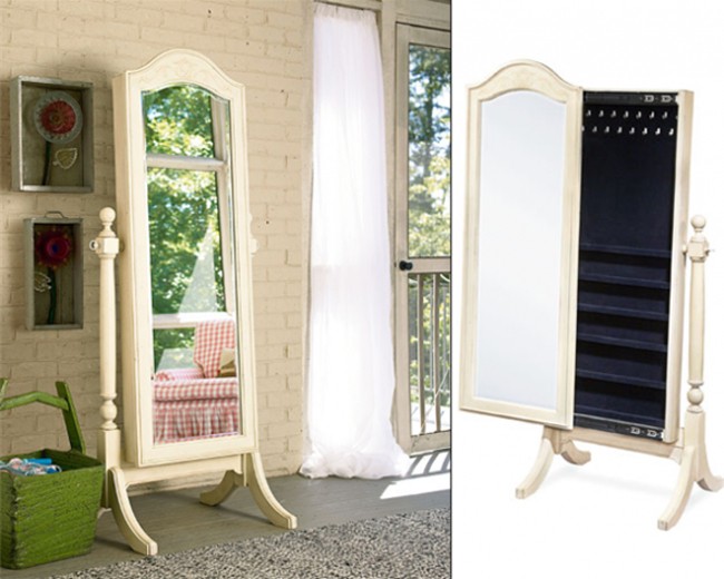 Cheval jewelry armoire mirror