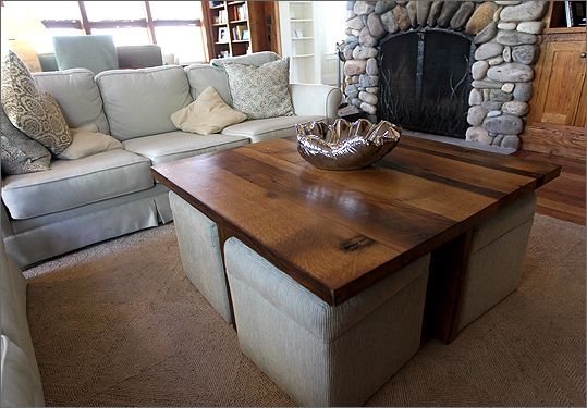 Coffee table with storage ottomans underneath 1
