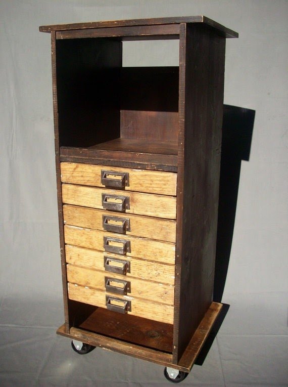 Collectors 7 drawer wood cabinet with 3