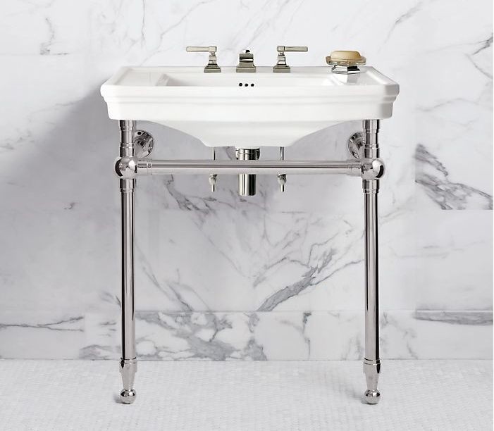 Console sink with chrome legs