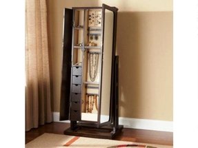 standing mirror jewelry armoire with lock