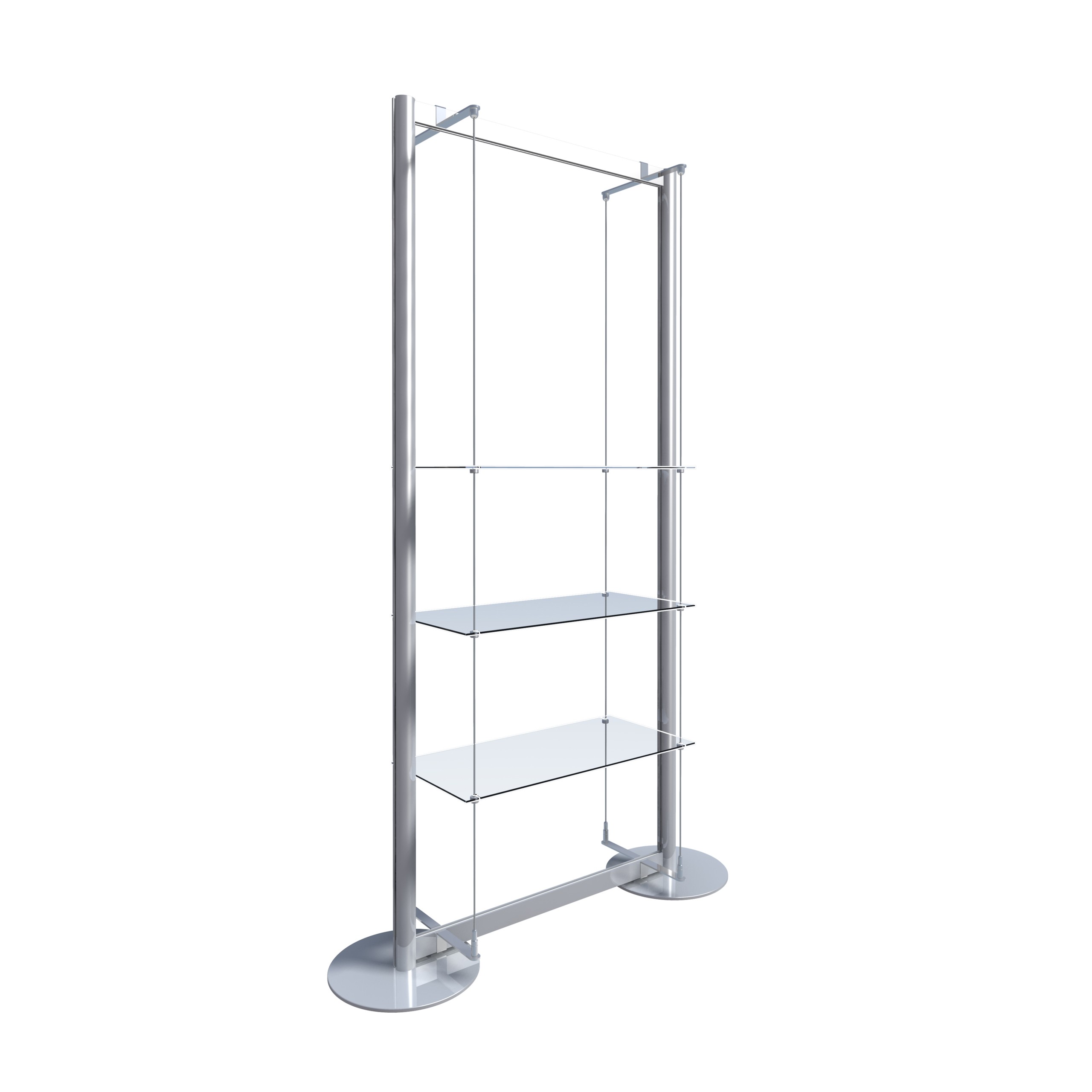 New Elegant 3 Tier Glass Shelf Freestanding Chrome Shelf Unit with Base 