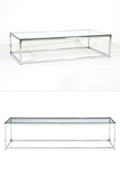 Glass chrome coffee table rectangle