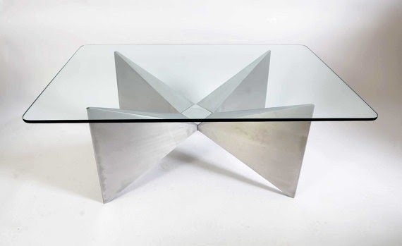 Glass top metal base coffee table