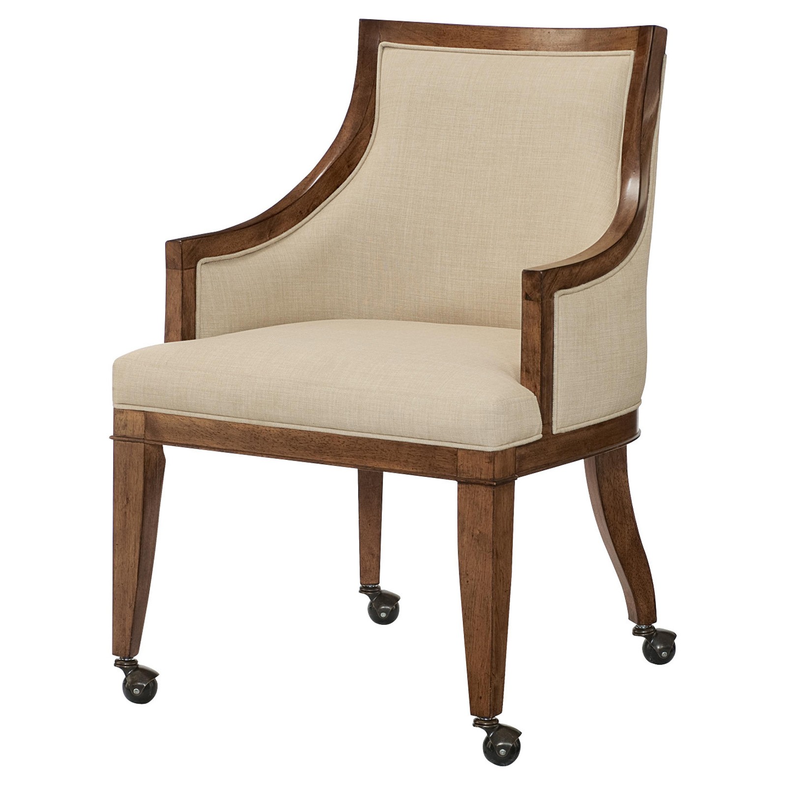 Grove point upholstered dining arm chair with casters