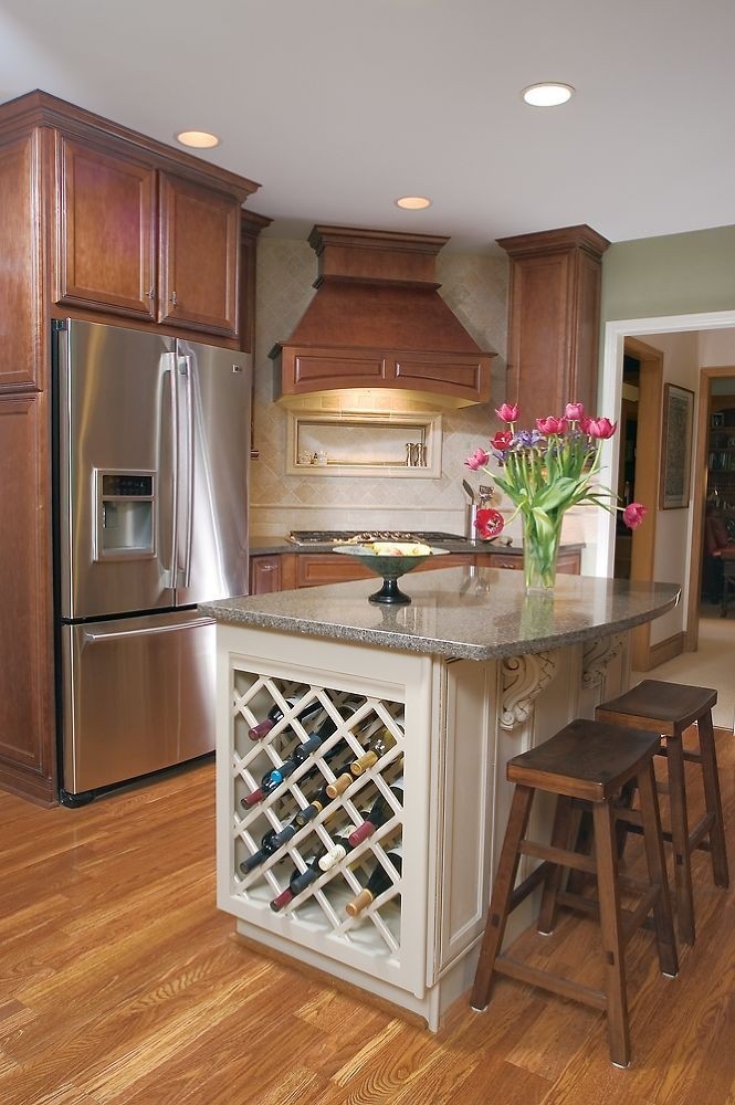 Small Kitchen Island with Storage, Rolling Kitchen Island, Basket, Wine Rack, 3-Tier Rack Winston Porter