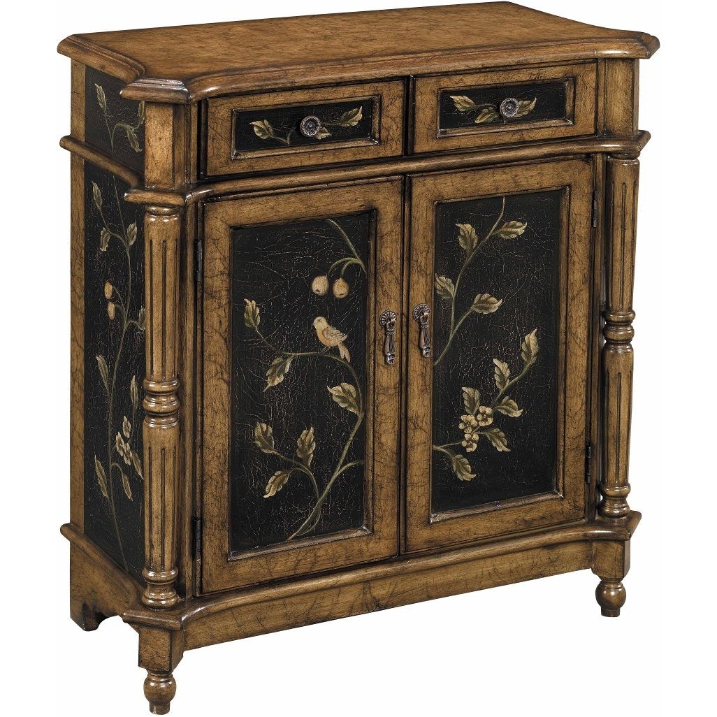 Lucca vine and bird hand painted accent chest