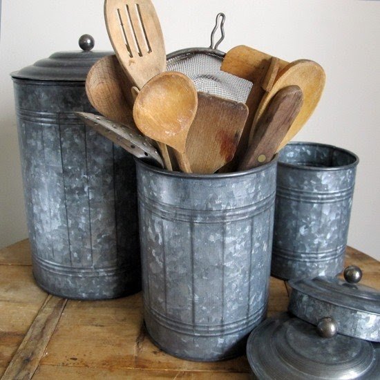 Metal kitchen canisters