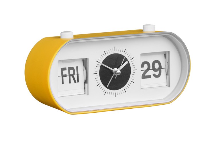 Retro alarm clock contemporary colours date day view calendar desk