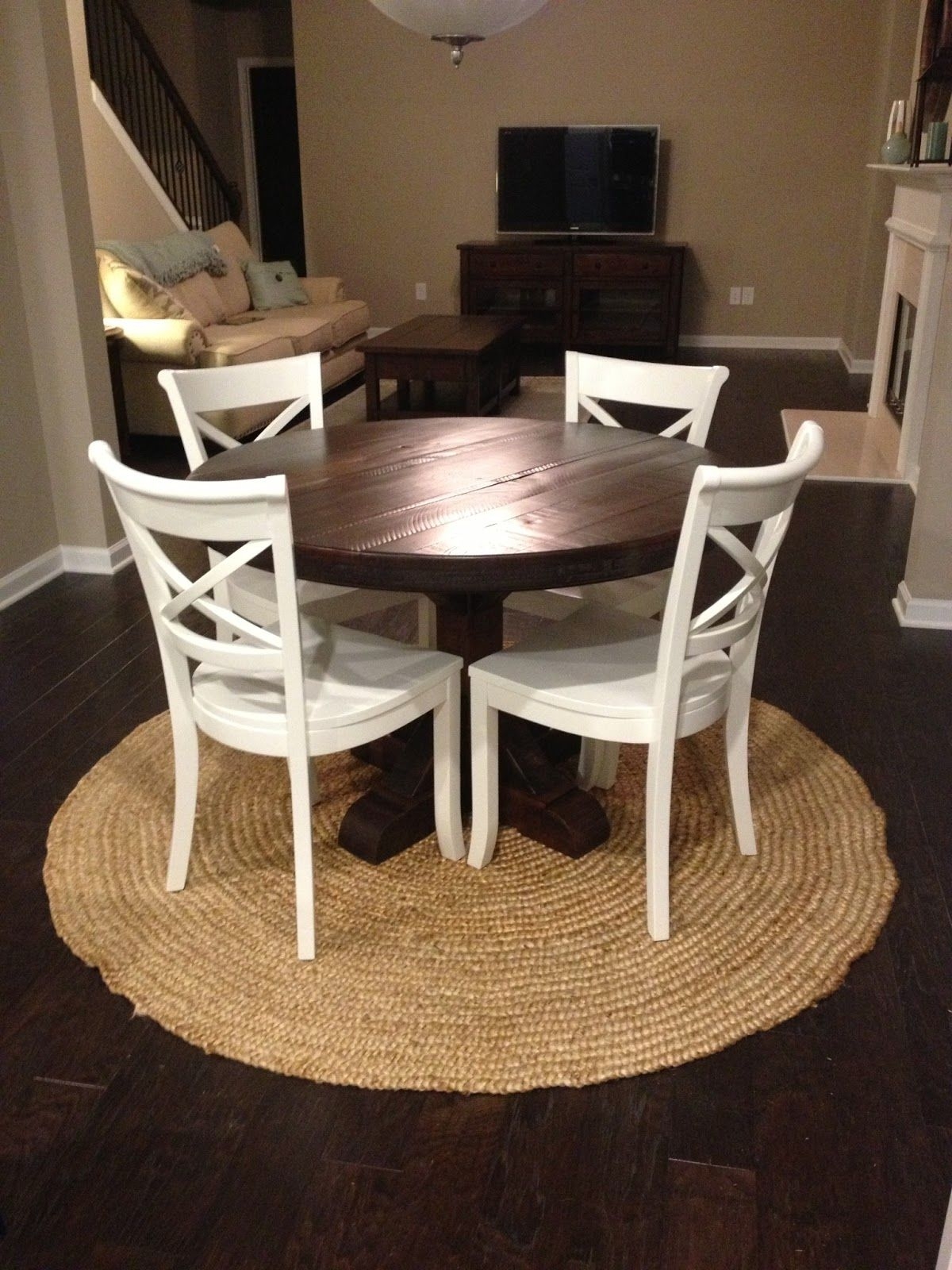Round rustic pedestal table dark finish eclectic dining tables atlanta