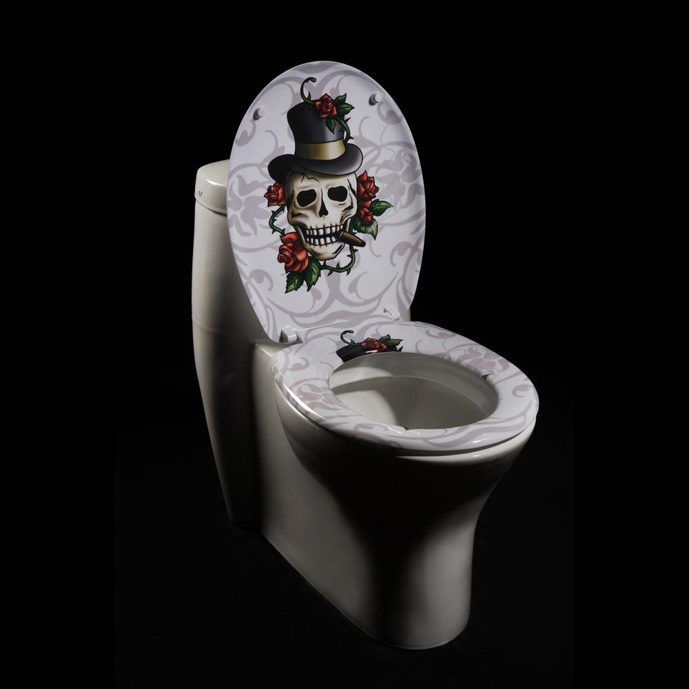 Skull and roses designer melamine toilet seat cover