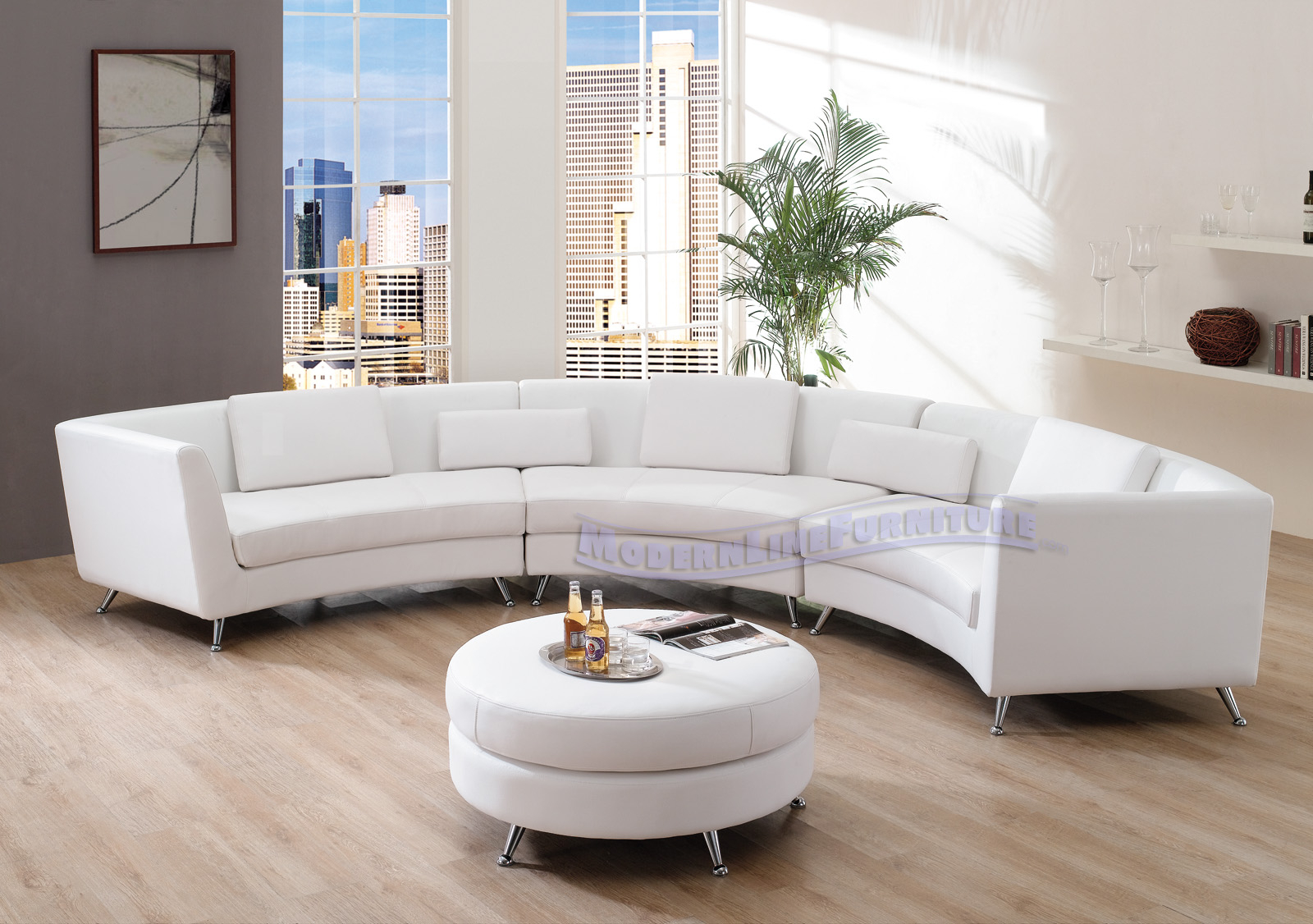 Small white leather sectional 3