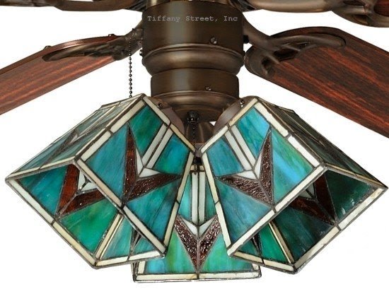 Southwest tiffany style stained glass ceiling fan shade