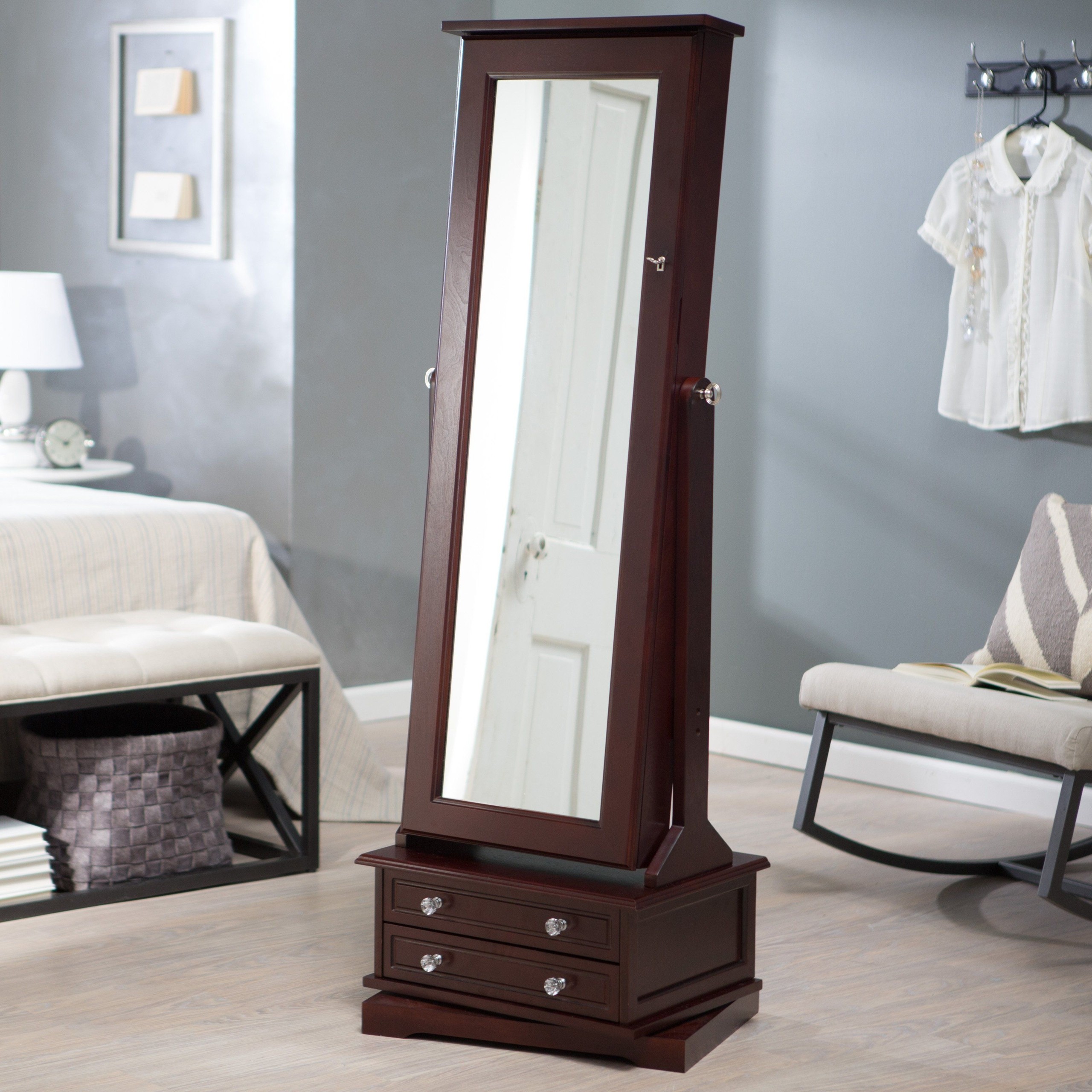 Standing mirror with storage