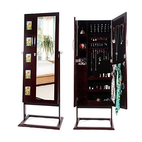 Sunnine armoire photo frames floor standing mirror jewelry rings cabinet