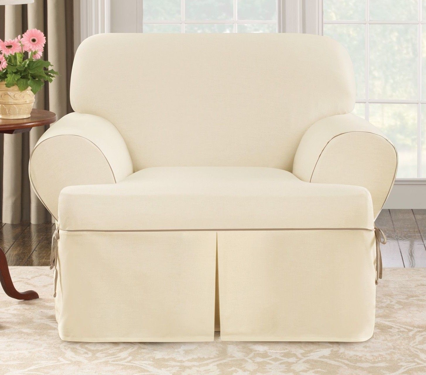Sure Fit Cotton Duck Club Chair T Cushion Slipcover