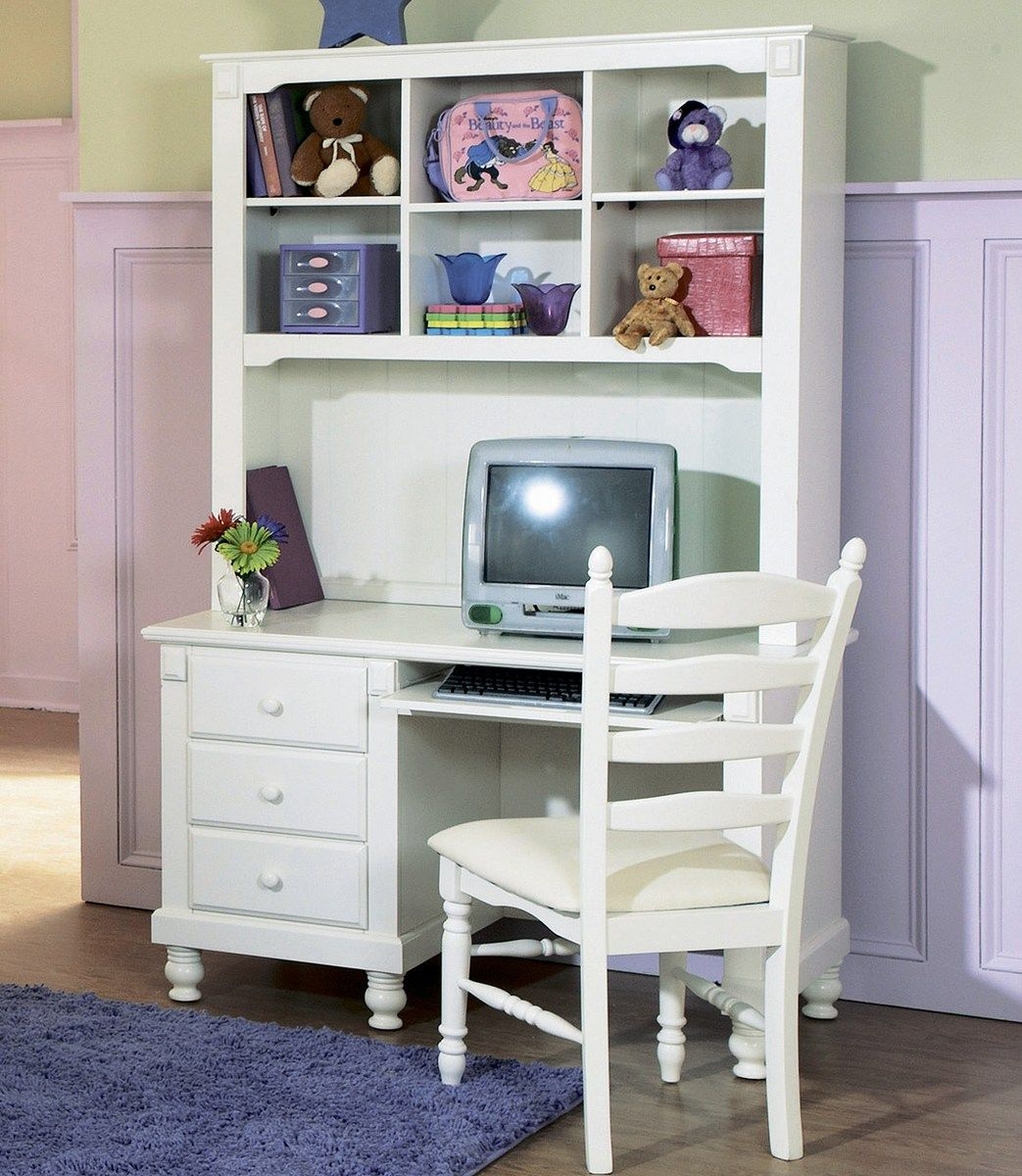 girls white desk with hutch