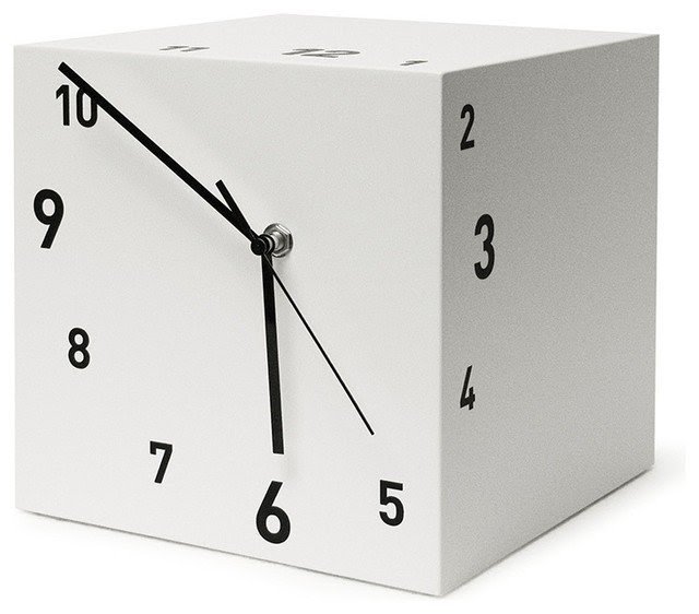 Tothora Quadra 15 White Table Clock Contemporary Desk And Mantel Clocks
