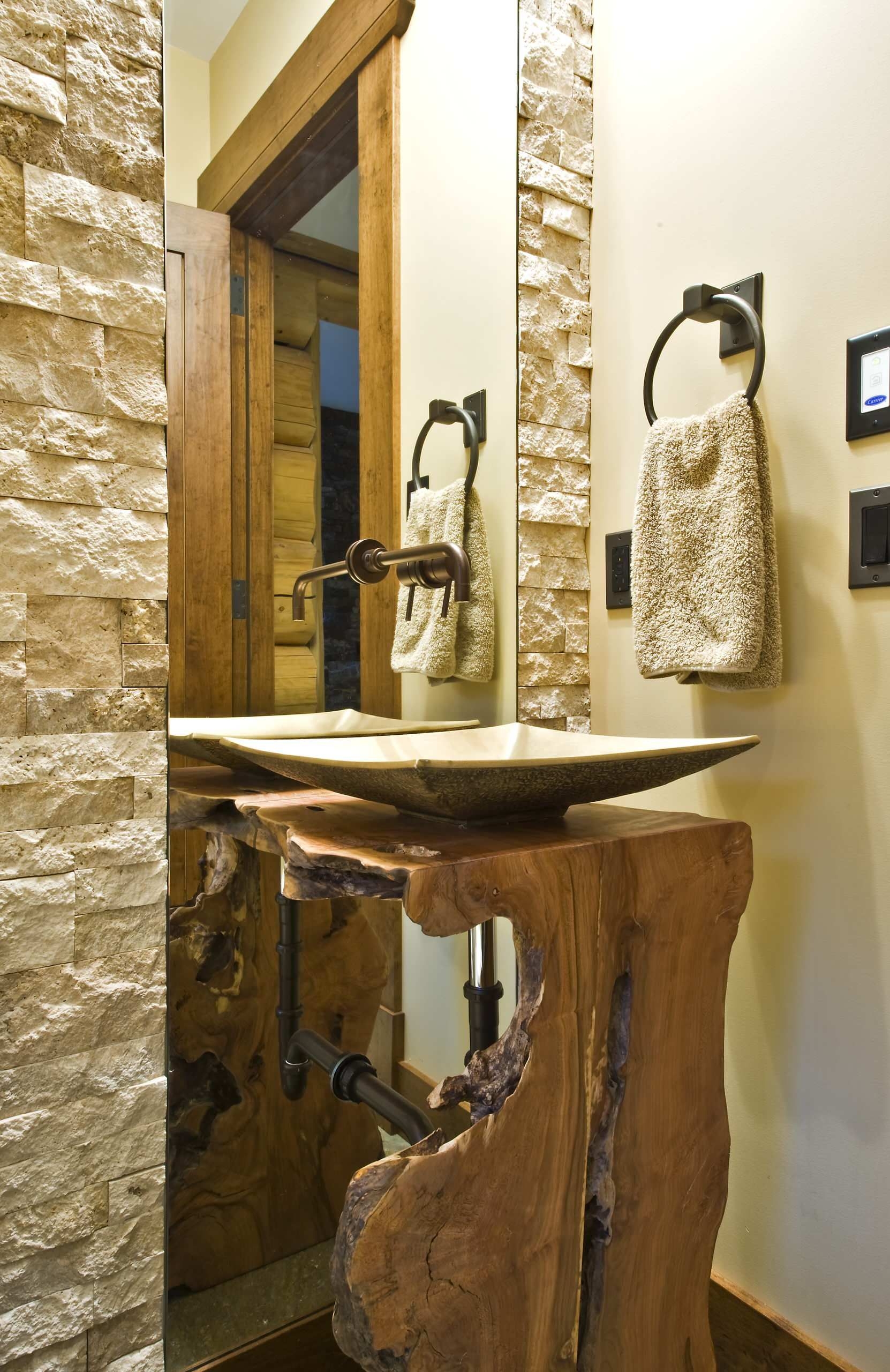 Unique pedestal sink log home handcrafted on ranch acreage british