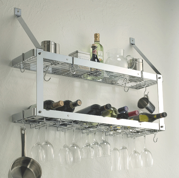Wall mounted wine glass rack shelf