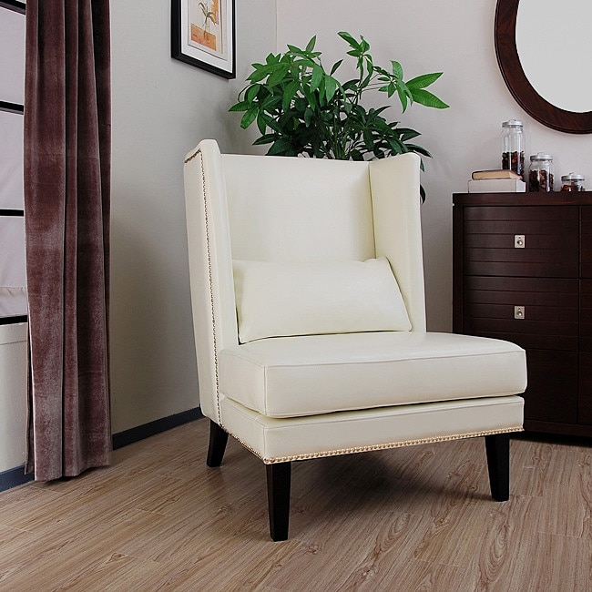 White leather wingback chair 2