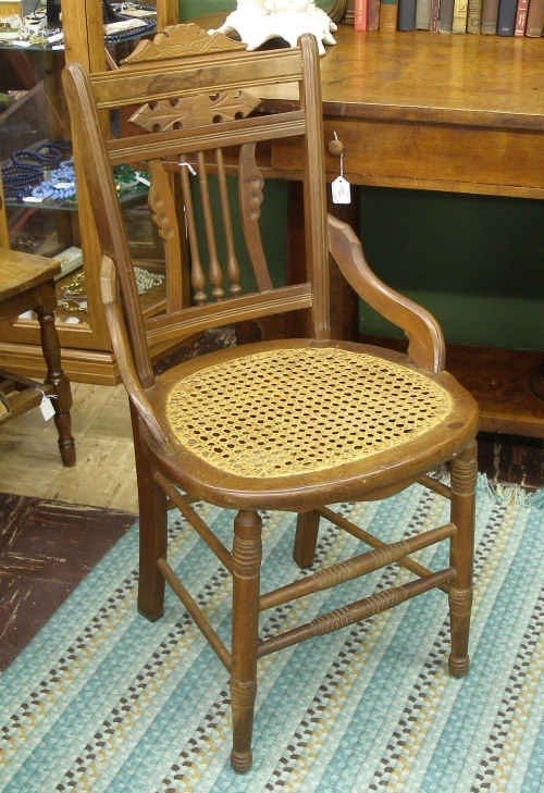 antique chair with wicker seat