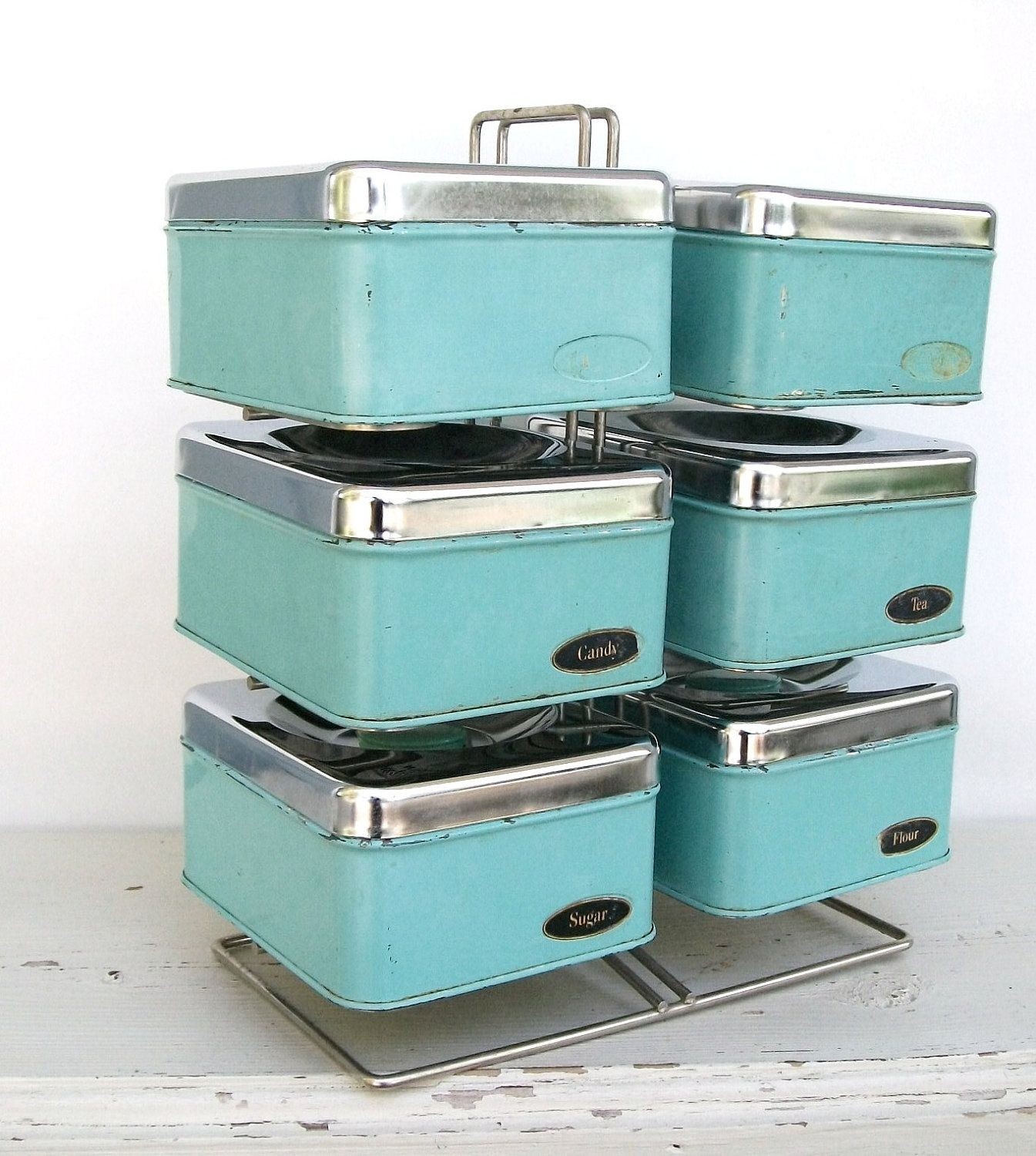 Aqua kitchen canisters