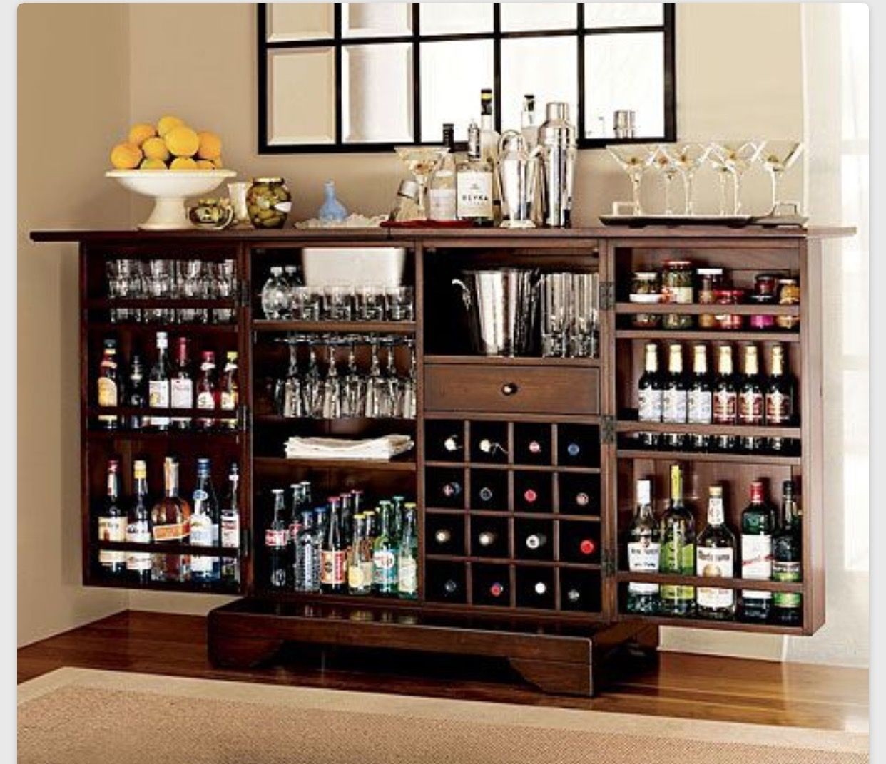 Liquor cabinet with lights