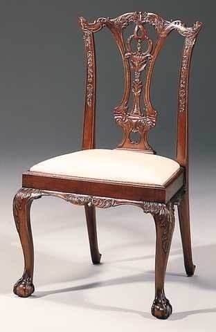 Carved mahogany chippendale style side chair traditional dining chairs