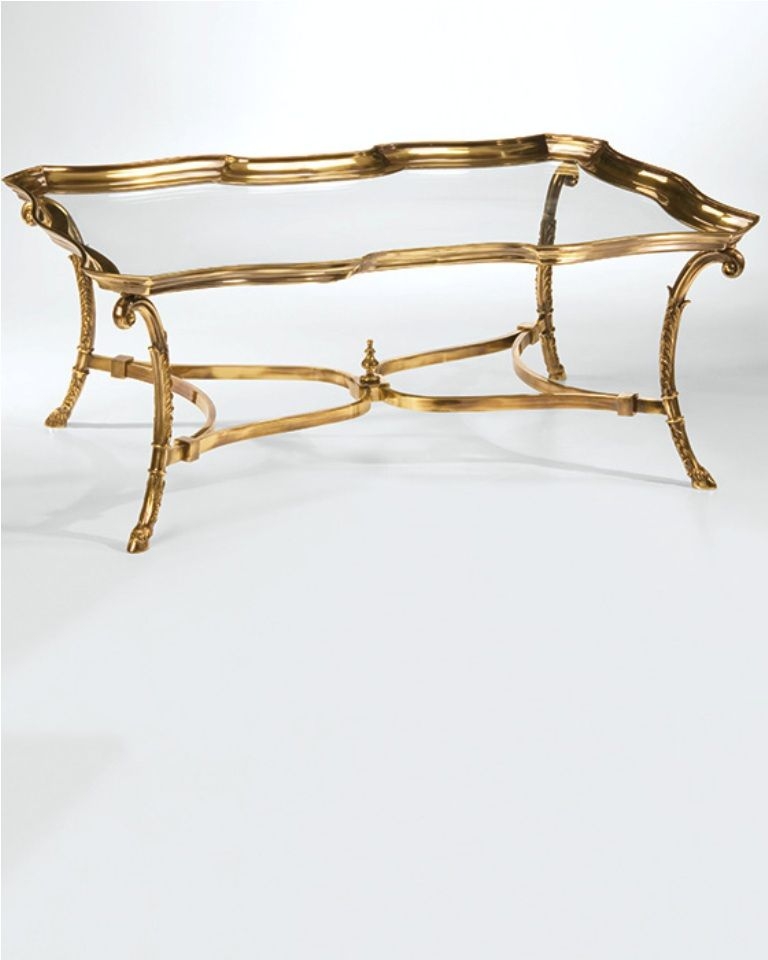 Cast cast brass coffee table with glass top 2
