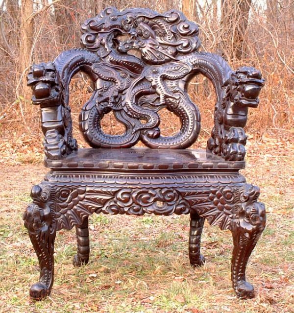 Chinese carved serpent chair antique hand carved chinese serpent chair