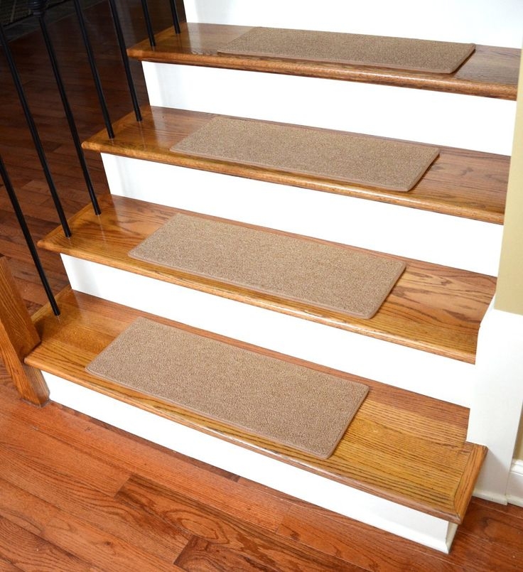 Dean Non-Slip Tape Free Pet Friendly DIY Carpet Stair Treads/Rugs 27" x 9" (15) - Color: Gold