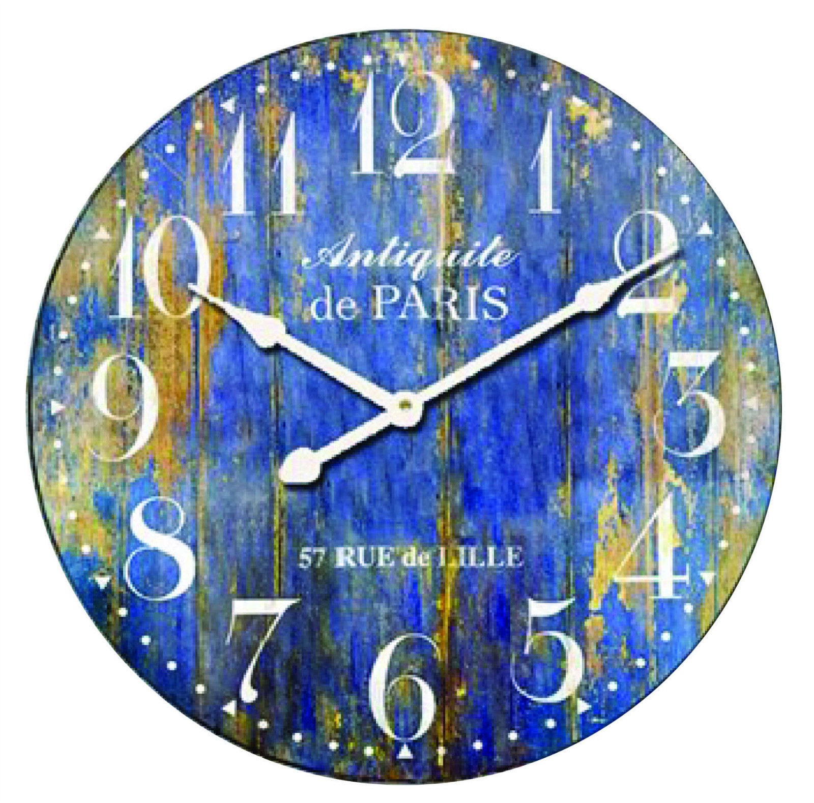 Distressed rustic french country antique paris large wood wall clock