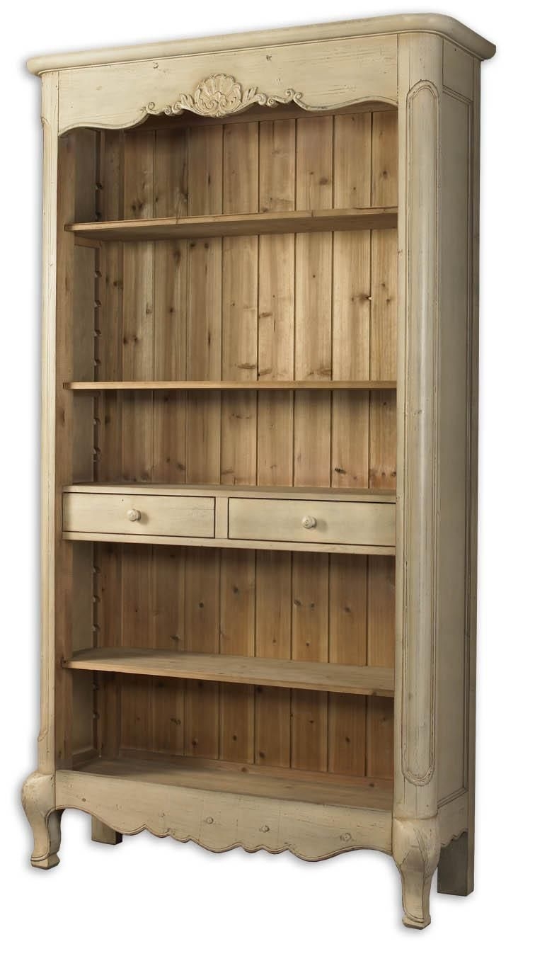 French country tall hutch shelf unit display storage cream bookcase