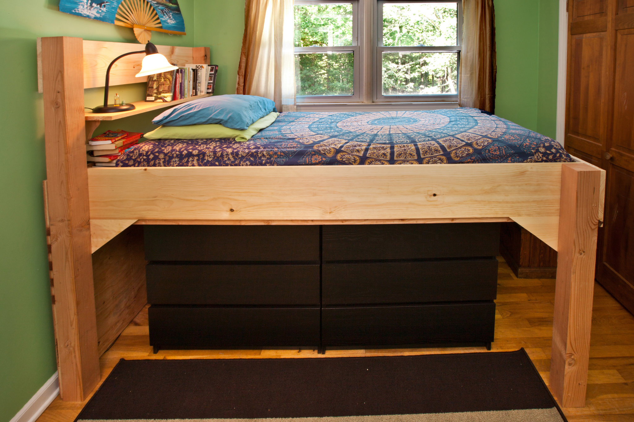 full size low loft bed with desk