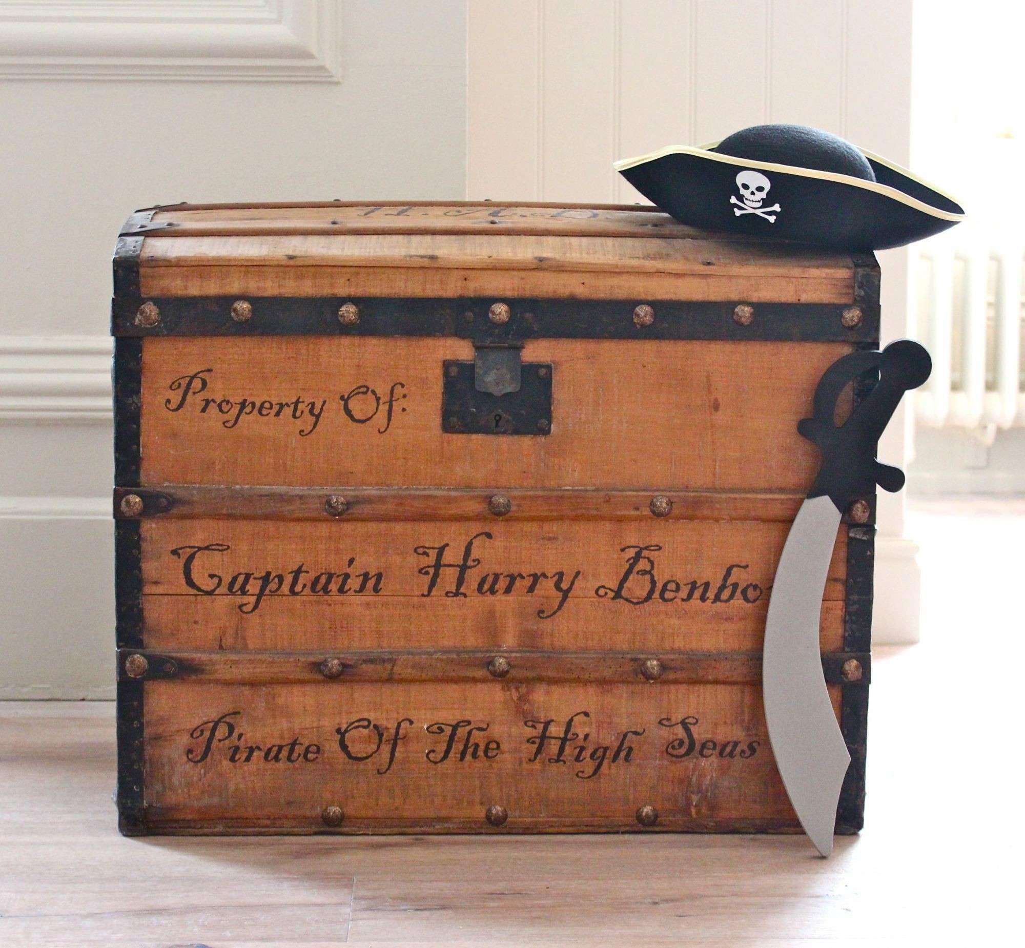 painted wooden toy chest