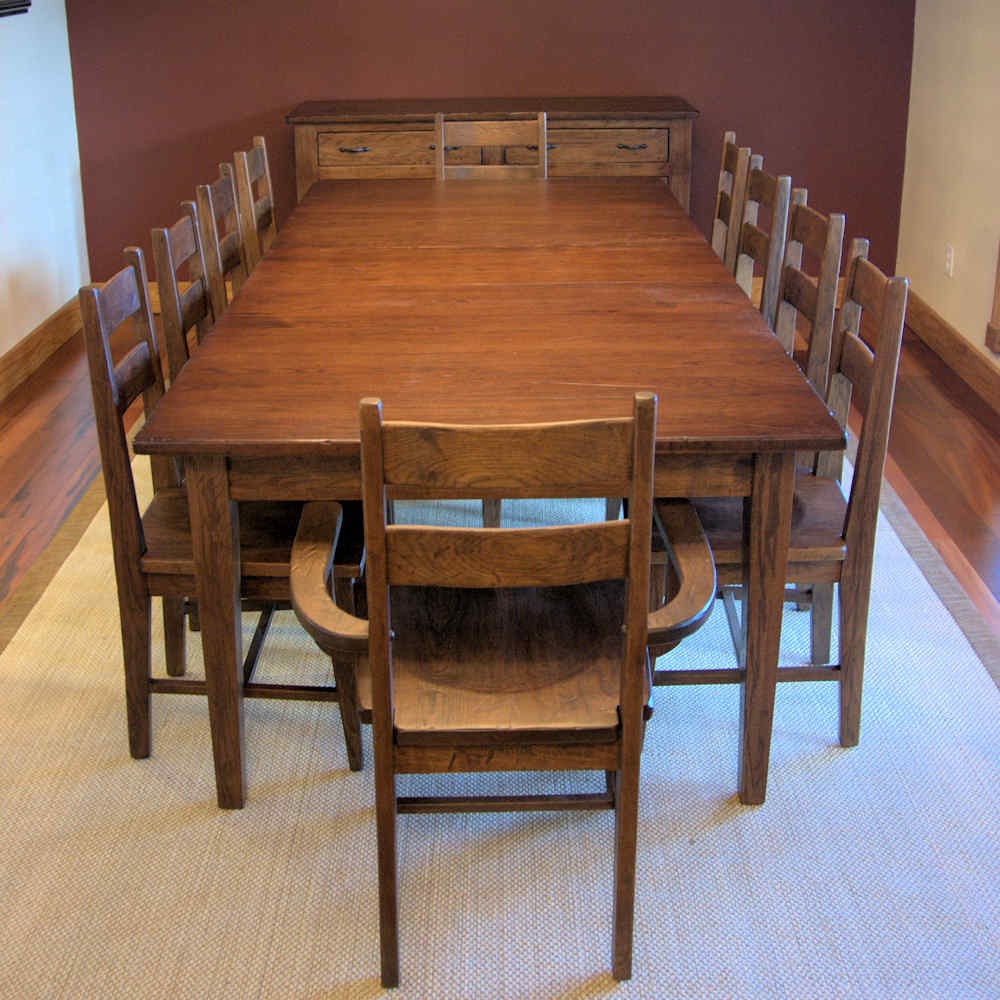 Hickory dining table with handmade